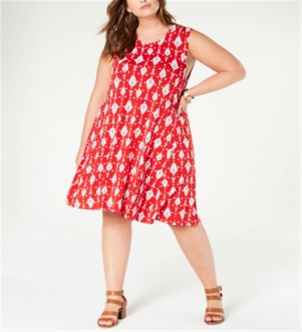 Vestido de coquetel sem mangas estampado plus size feminino Style &amp; Co, vermelho, tamanho 2X