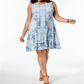 Vestido túnica feminino plus size estampado na altura do joelho estilo &amp; co, azul, tamanho 3X