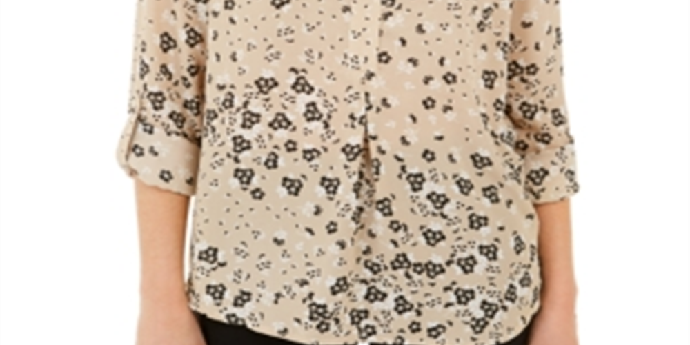 Blusa Maria com estampa floral feminina Charter Club, marrom, tamanho grande