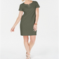 Vestido feminino Karen Scott de algodão com amarração e decote dividido, verde, tamanho pequeno