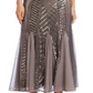 Vestido de noite feminino R &amp; M Richards, sem mangas, com lantejoulas, gola alta, plissado, marrom, tamanho 16