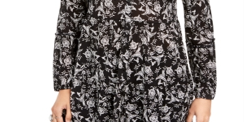 Blusa feminina estampada em camadas Style &amp; Co, preta, tamanho M