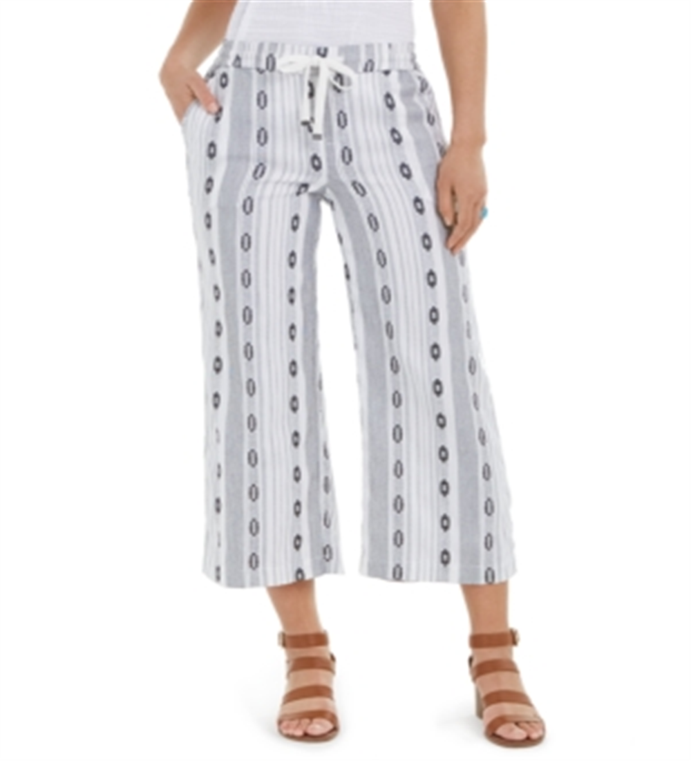 Calça Cropped Jacquard Feminina Style &amp; Co Branca Tamanho Médio