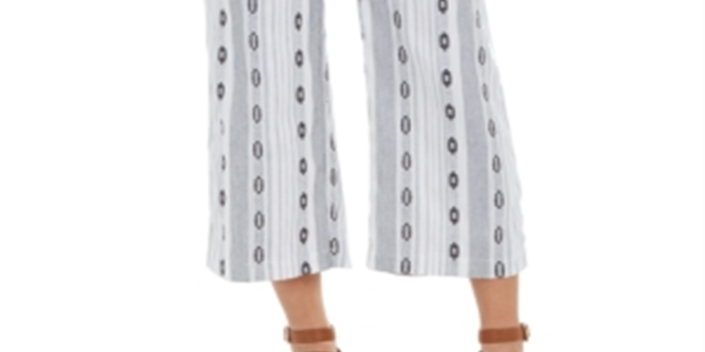 Calça Cropped Jacquard Feminina Style &amp; Co Branca Tamanho Médio