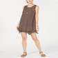 Vestido feminino estilo &amp; co com bainha e lenço de renda marrom, tamanho grande