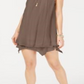 Vestido feminino estilo &amp; co com bainha e lenço de renda marrom, tamanho grande