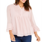 Charter Club Blusa feminina texturizada com babados duplos e pregas rosa tamanho pequeno