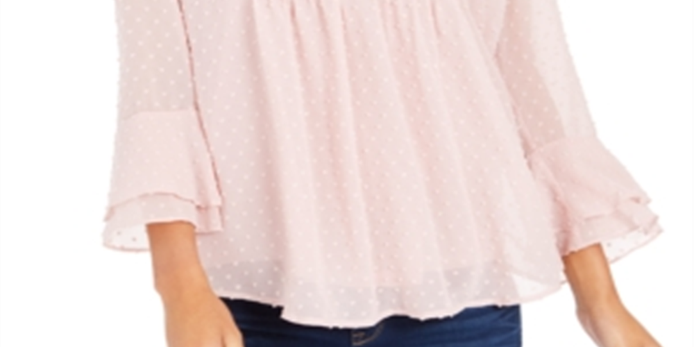 Charter Club Blusa feminina texturizada com babados duplos e pregas rosa tamanho pequeno