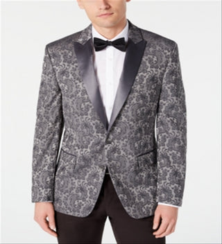 Blazer masculino com estampa paisley Ryan Seacrest Distinction, tamanho 44, prateado
