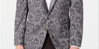 Blazer masculino com estampa paisley Ryan Seacrest Distinction, tamanho 44, prateado