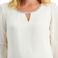 JM Collection Top feminino com manga sino e strass, branco, tamanho extrapequeno