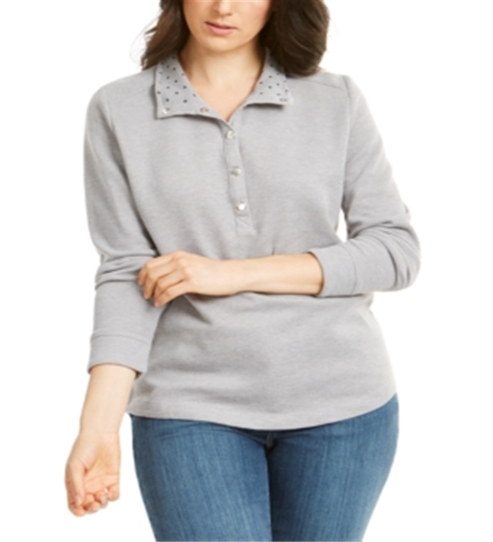 Karen Scott Blusa Feminina com Decote Redondo Cinza Tamanho Pequeno Pequeno