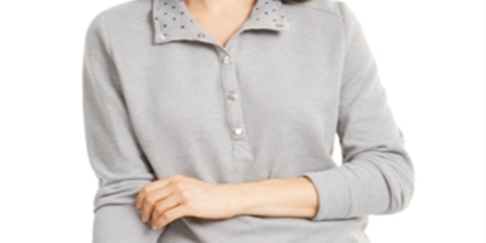 Karen Scott Blusa Feminina com Decote Redondo Cinza Tamanho Pequeno Pequeno