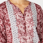 Blusa feminina floral de manga comprida com decote em V, tamanho médio, vermelha, estilo &amp; co