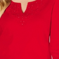 Camiseta feminina Karen Scott de algodão com acabamento em crochê, vermelha, tamanho pequeno