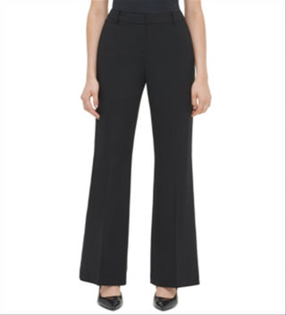 Calça flare Calvin Klein feminina para trabalho, preta, tamanho 6
