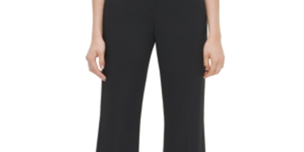 Calça flare Calvin Klein feminina para trabalho, preta, tamanho 6