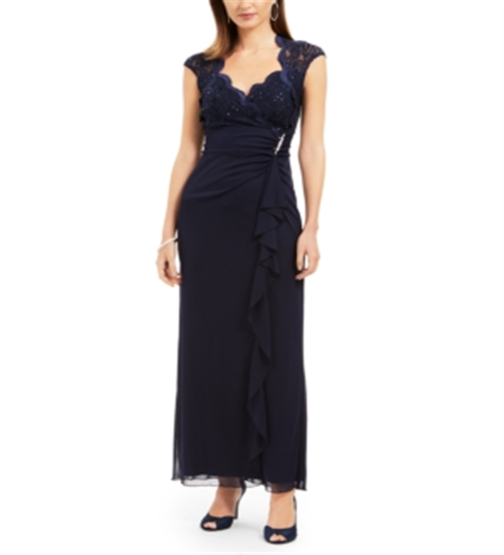 Vestido de renda feminino Connected, azul, tamanho 16