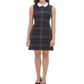 Vestido evasê Tommy Hilfiger feminino com gola contrastante, cinza, tamanho 14
