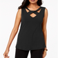 Blusa feminina com decote torcido JM Collection, preta, tamanho GG