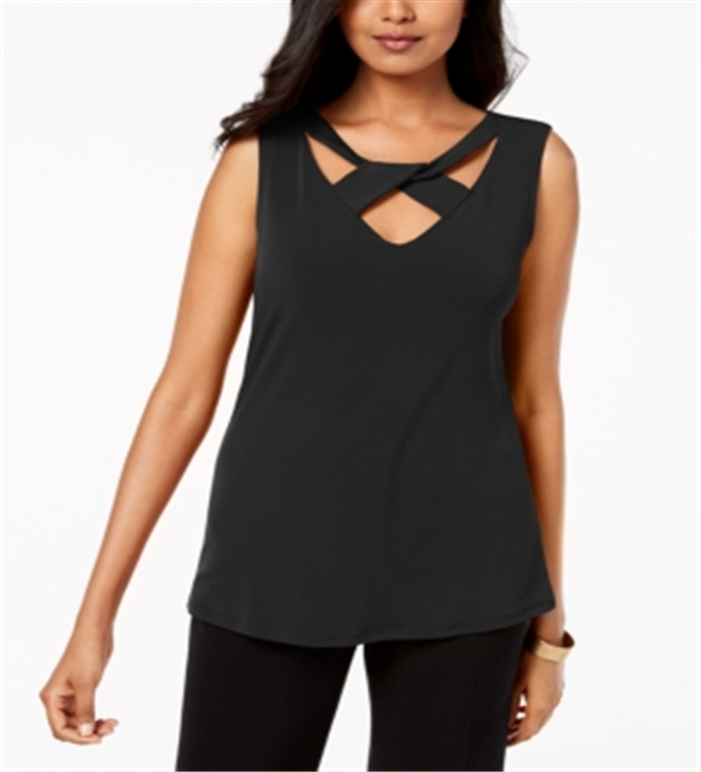 Blusa feminina com decote torcido JM Collection, preta, tamanho GG