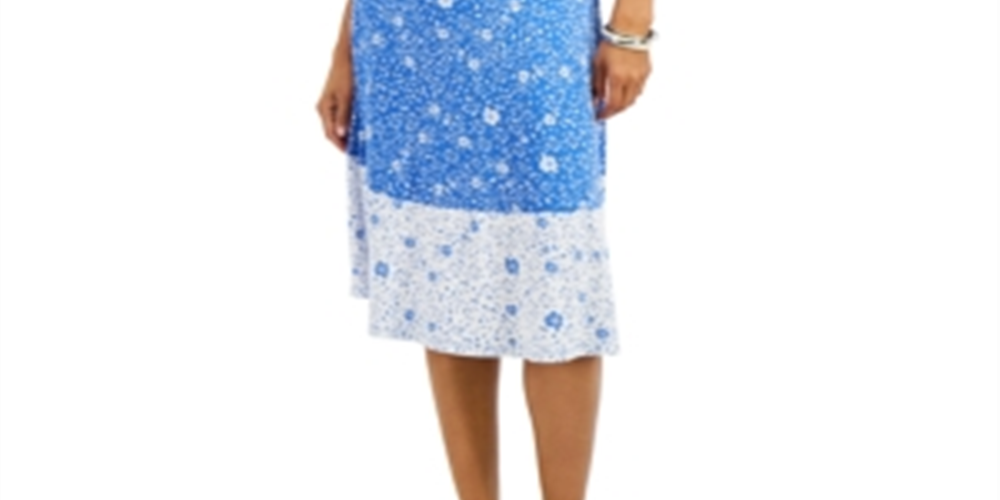 Vestido floral feminino Charter Club sem mangas azul tamanho extragrande