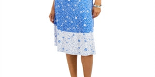 Vestido floral feminino Charter Club sem mangas azul tamanho extragrande