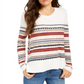 Suéter listrado com tachas feminino Style &amp; Co, tamanho pequeno e grande, branco