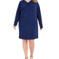 Vestido feminino plus size Michael Kors com estampa animal e decote careca, azul, tamanho 3X