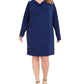 Michael Kors Women's Plus Animal Print Cowlneck Dress Blue Size 3X