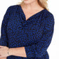 Vestido feminino plus size Michael Kors com estampa animal e decote careca, azul, tamanho 3X