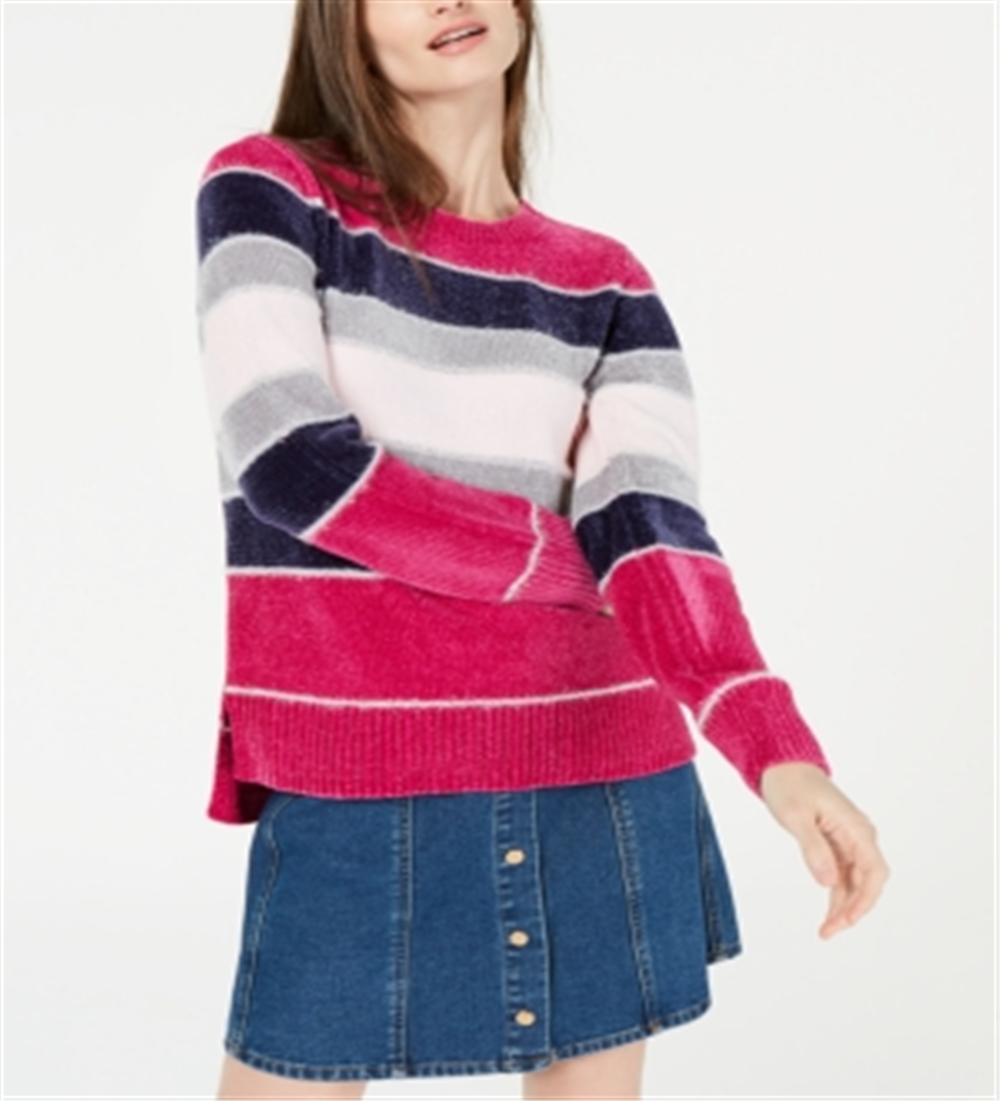Suéter Feminino Maison Jules Listrado Metálico Chenille Roxo Tamanho Médio