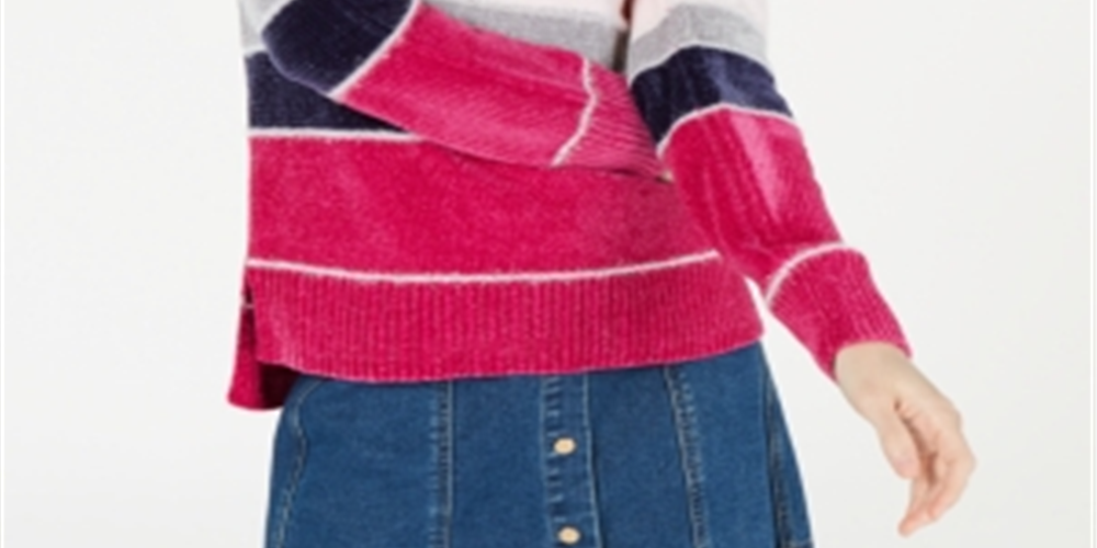 Suéter Feminino Maison Jules Listrado Metálico Chenille Roxo Tamanho Médio