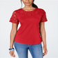 Camiseta feminina Charter Club Petite Cotton Bordada, Risky Red, tamanho Petite S