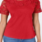 Camiseta feminina Charter Club Petite Cotton Bordada, Risky Red, tamanho Petite S