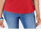 Camiseta feminina Charter Club Petite Cotton Bordada, Risky Red, tamanho Petite S