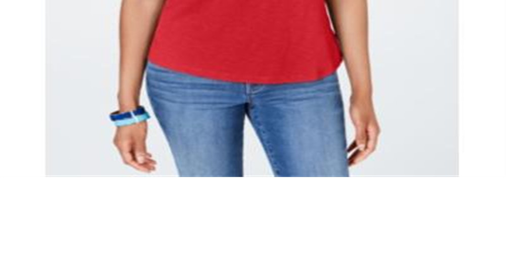 Camiseta feminina Charter Club Petite Cotton Bordada, Risky Red, tamanho Petite S