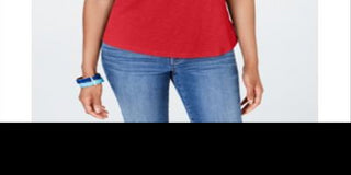 Camiseta feminina Charter Club Petite Cotton Bordada, Risky Red, tamanho Petite S