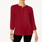 Blusa feminina plissada nas costas, tamanho pequeno, vermelha, coleção JM