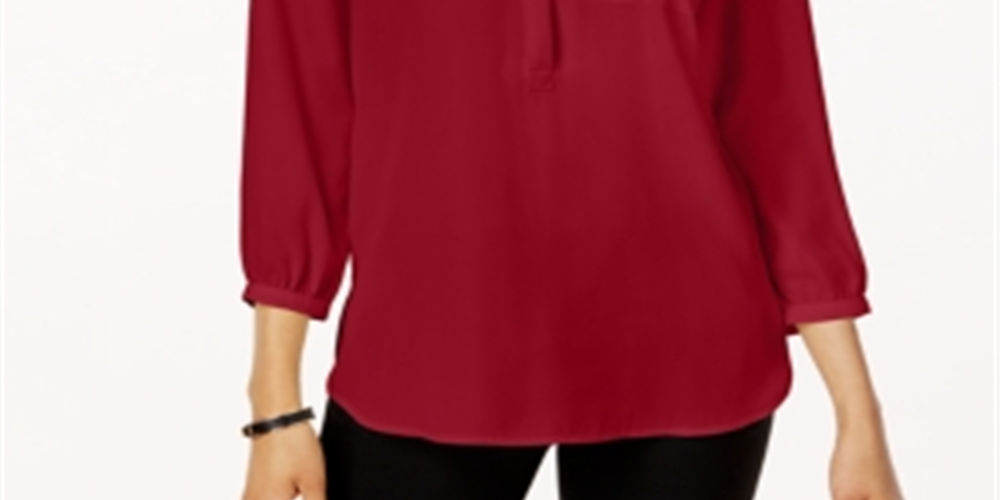 Blusa feminina plissada nas costas, tamanho pequeno, vermelha, coleção JM