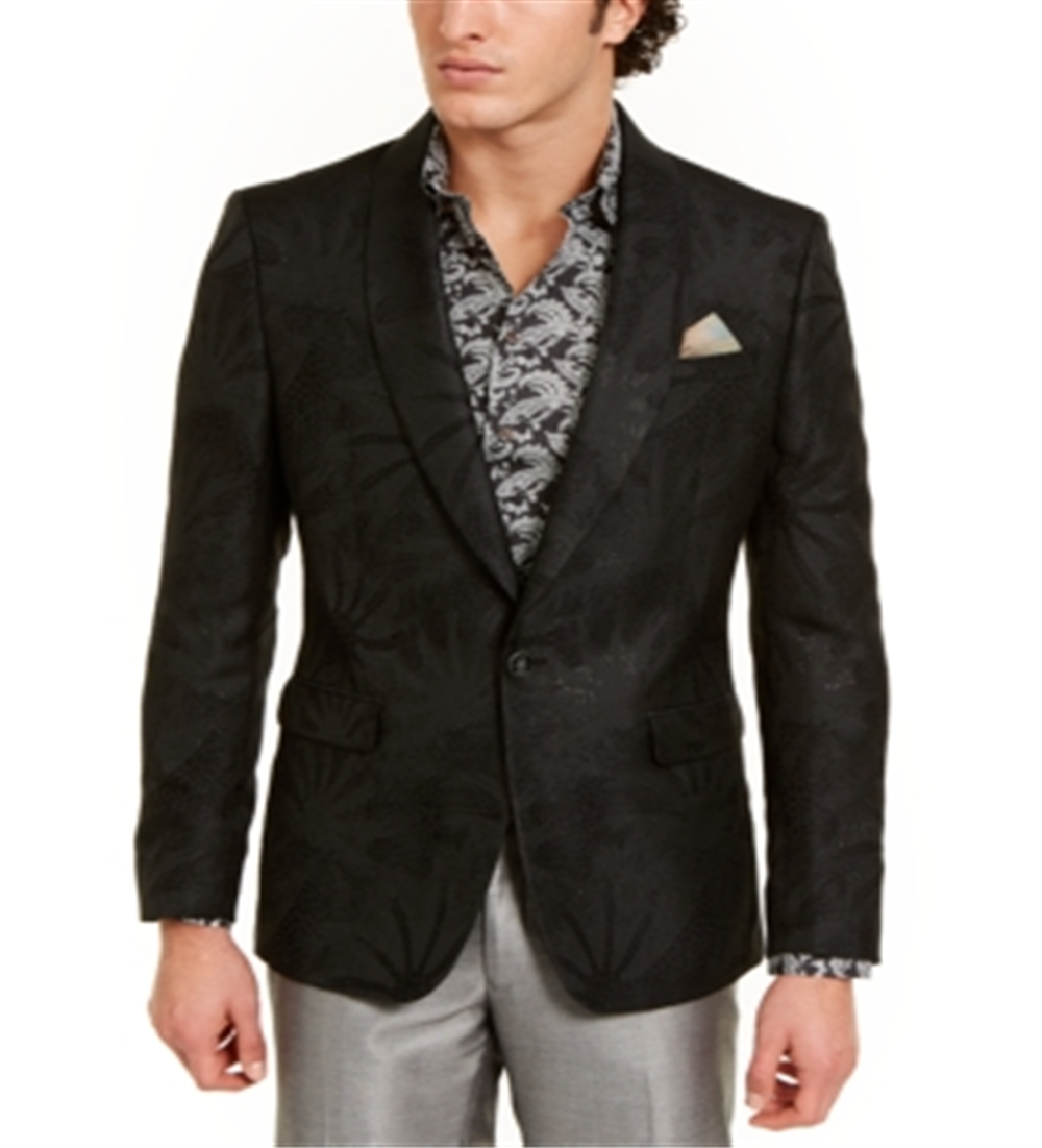 Tallia Masculino Clássico Shimmer Xale Gola Terno Preto Tamanho 42