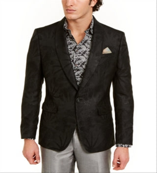 Tallia Masculino Clássico Shimmer Xale Gola Terno Preto Tamanho 42