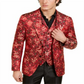 Blazer masculino Tallia curto Qipao Dragon Jacquard com lapela alta, vermelho, tamanho 40