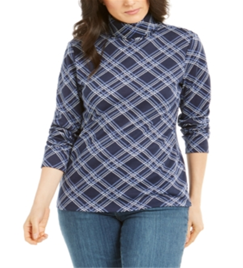 Karen Scott Xadrez Feminino Gola Alta Intrepid Azul Tamanho XS