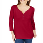 Camisa Henley Manga 3/4 Feminina Karen Scott Vermelha Tamanho Médio