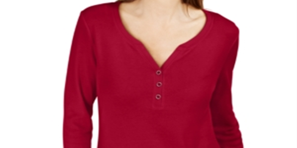 Camisa Henley Manga 3/4 Feminina Karen Scott Vermelha Tamanho Médio