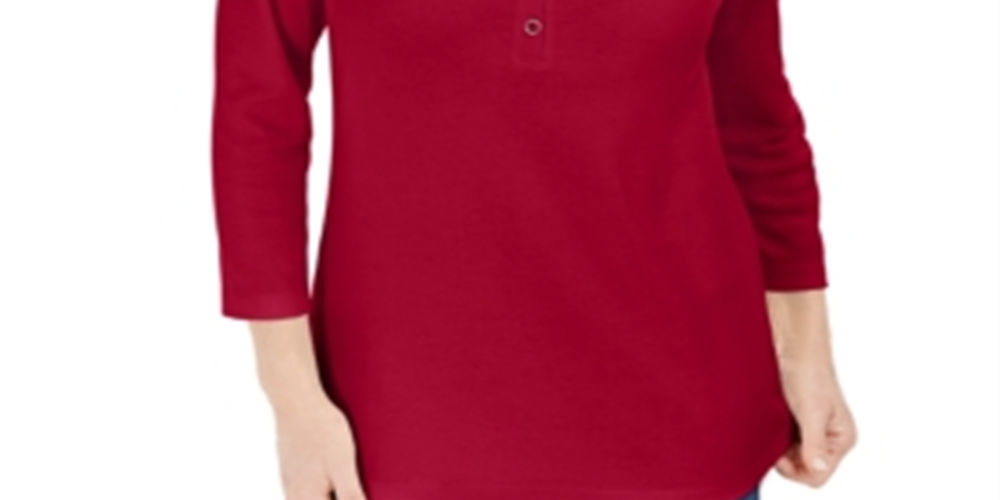 Camisa Henley Manga 3/4 Feminina Karen Scott Vermelha Tamanho Médio