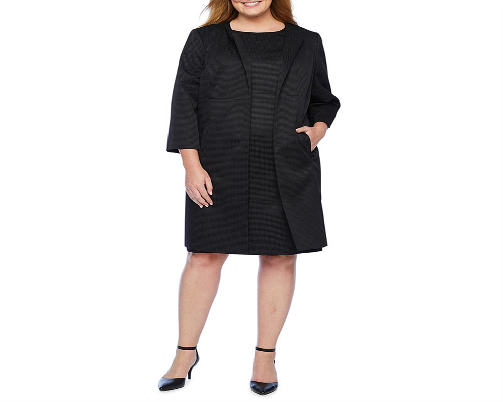 Vestido feminino texturizado sem mangas, decote redondo, comprimento até o joelho, para uso no trabalho, tamanho 24W