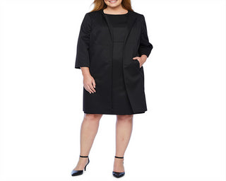 Vestido feminino texturizado sem mangas, decote redondo, comprimento até o joelho, para uso no trabalho, tamanho 24W