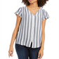 Blusa listrada com botões para mulheres Style &amp; Co, cinza, tamanho M